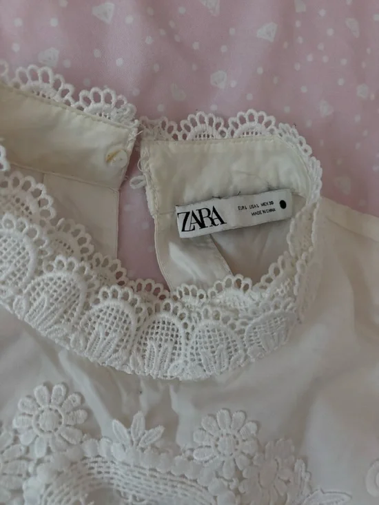 Zara White Lace-Detail Victorian-Inspired Blouse - Picture 4 of 10
